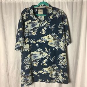 Tommy Bahama Navy and Cream Tropical Men's Shirt